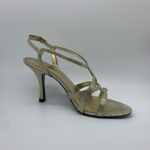 Kelly & Katie Dressy Shiny Gold Heels 8 - Picture 1 of 10